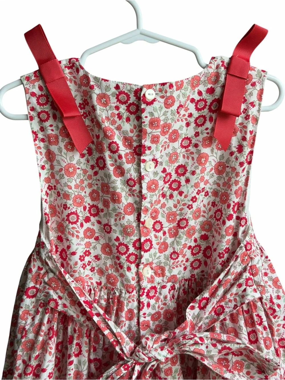 Edgehill Collection Girls Size 6X Red Floral Smocked Cotton Dress Cottagecore